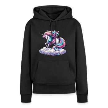 Mythisches Einhorn - Frauen Premium Bio Hoodie - Schwarz - Vorne - Julia (174cm)