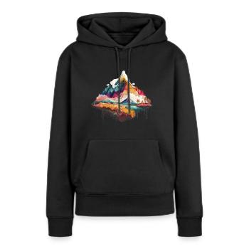 Mountain Vibes Psyké 1 - Frauen Premium Bio Hoodie - Schwarz - Vorne - Julia (174cm)