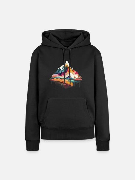 Mountain Vibes Psyké 1 - Frauen Premium Bio Hoodie - Schwarz