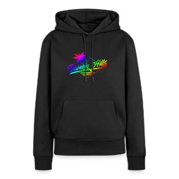 Beverly Hills Californie - Sweat à capuche Premium bio Femme - noir - Devant - Julia (174cm)