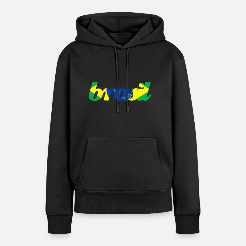 Lettrage du Brésil avec le drapeau du Brésil - Sweat à capuche Premium bio Femme - noir