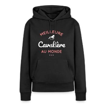 Cadeau équitation - Meilleure cavalière au monde. - Sweat à capuche Premium bio Femme - noir - Devant - Julia (174cm)