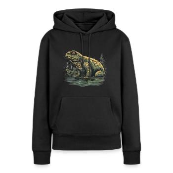 Kröte Amphibien - Frauen Premium Bio Hoodie - Schwarz - Vorne - Julia (174cm)