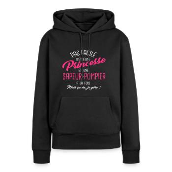 Princesse et sapeur-pompier - Sweat à capuche Premium bio Femme - noir - Devant - Julia (174cm)