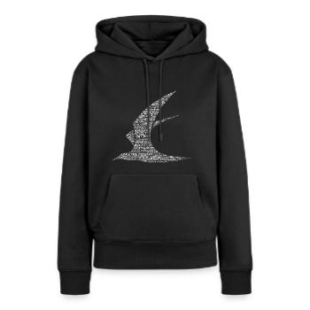La Frise orientale en mots - Sweat à capuche Premium bio Femme - noir - Devant - Julia (174cm)