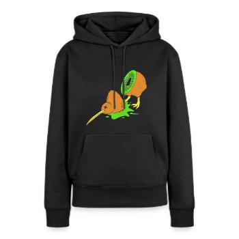 kiwi-oiseau kiwi - Sweat à capuche Premium bio Femme - noir - Devant - Julia (174cm)