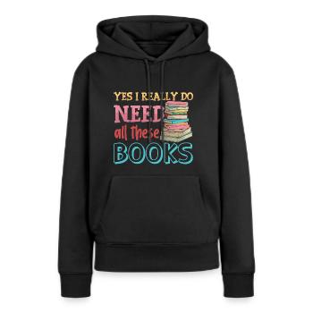 Book Fan Design pour un ver de bibliothèque - Sweat à capuche Premium bio Femme - noir - Devant - Julia (174cm)