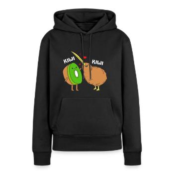 kiwi-oiseau kiwi - Sweat à capuche Premium bio Femme - noir - Devant - Julia (174cm)