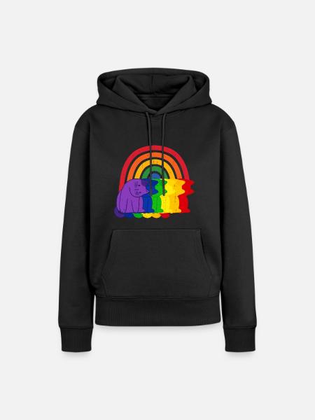 Rainbow Cats Regenbogen Katze - Frauen Premium Bio Hoodie - Schwarz