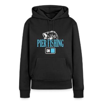 Fisherman Pier Angelmodus Ein - Frauen Premium Bio Hoodie - Schwarz - Vorne - Julia (174cm)