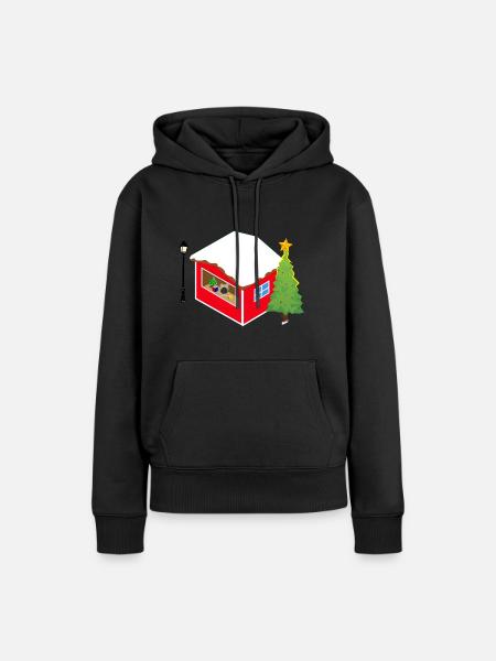 Weihnachtsmarkt Stand - Frauen Premium Bio Hoodie - Schwarz
