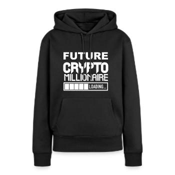 Crypto Millionaire Loading s’il vous plaît attendre Bitcoin - Sweat à capuche Premium bio Femme - noir - Devant - Julia (174cm)
