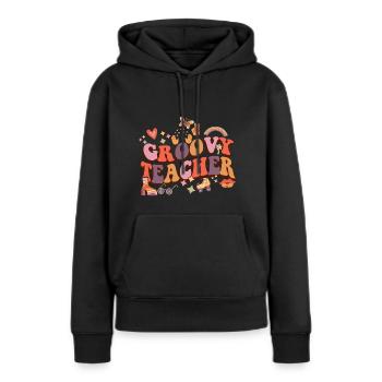 Groovy Lehrer 60er Jahre - Frauen Premium Bio Hoodie - Schwarz - Vorne - Julia (174cm)