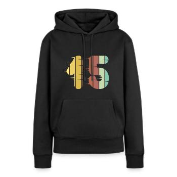 15 - Frauen Premium Bio Hoodie - Schwarz - Vorne - Julia (174cm)
