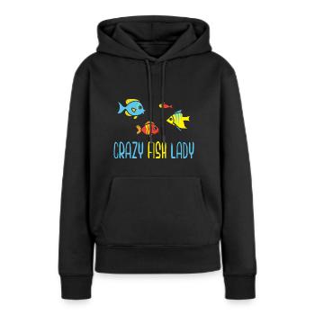 Crazy Fish Lady Aquarist Fish Keeper - Sweat à capuche Premium bio Femme - noir - Devant - Julia (174cm)