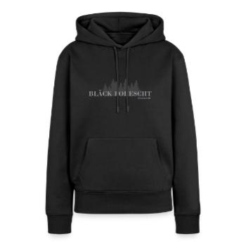Bläck Forescht, Schwarzwald, Alemannisch, Fun - Frauen Premium Bio Hoodie - Schwarz - Vorne - Julia (174cm)