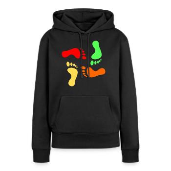 Fußspuren - Frauen Premium Bio Hoodie - Schwarz - Vorne - Julia (174cm)