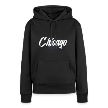 Chicago - Frauen Premium Bio Hoodie - Schwarz - Vorne - Julia (174cm)