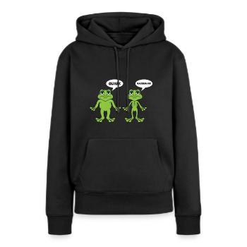 Quark Magerquark - lustige Frosch Grafik - Frauen Premium Bio Hoodie - Schwarz - Vorne - Julia (174cm)