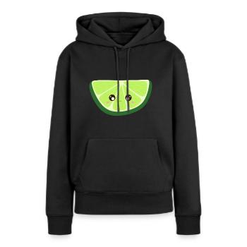 Kawaii-Limette - Frauen Premium Bio Hoodie - Schwarz - Vorne - Julia (174cm)