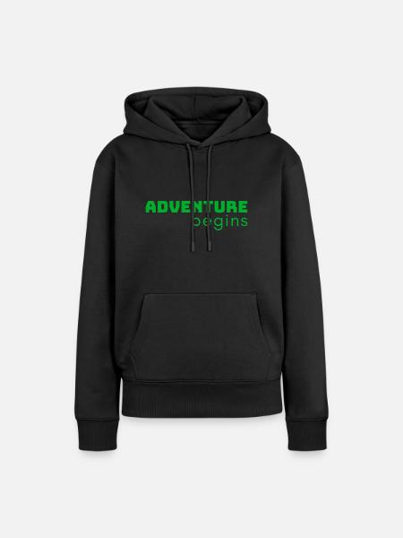 Das Abenteuer beginnt - Frauen Premium Bio Hoodie - Schwarz