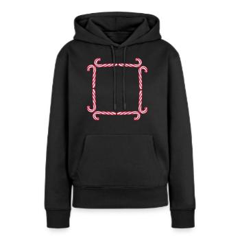 rahmen schild zuckerstange lecker suessigkeit zuck - Frauen Premium Bio Hoodie - Schwarz - Vorne - Julia (174cm)