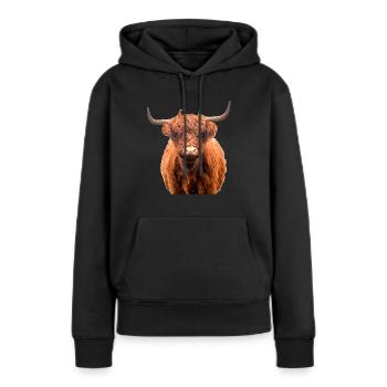 Des bovins de hautes terres écossaises - Sweat à capuche Premium bio Femme - noir - Devant - Julia (174cm)
