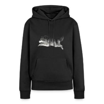 Le loup gris court - Sweat à capuche Premium bio Femme - noir - Devant - Julia (174cm)