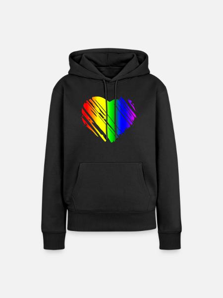 STOLZ HERZEN - Frauen Premium Bio Hoodie - Schwarz
