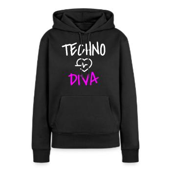 Techno Love Techno Passion - Sweat à capuche Premium bio Femme - noir - Devant - Julia (174cm)