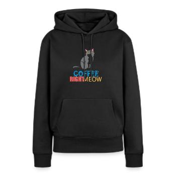 Chat Coffe Miau/ Meow - Sweat à capuche Premium bio Femme - noir - Devant - Julia (174cm)