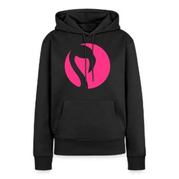 cercle de tête rond logo silhouette contour flamant cl - Sweat à capuche Premium bio Femme - noir - Devant - Julia (174cm)