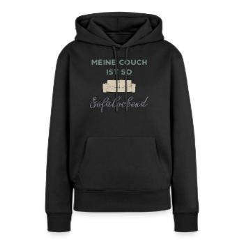 mon canapé - Sweat à capuche Premium bio Femme - noir - Devant - Julia (174cm)
