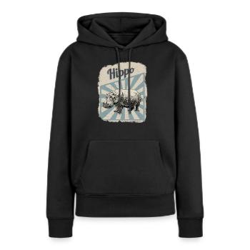 Hippos Nilpferde Flusspferde Hippopotamus Geschenk - Frauen Premium Bio Hoodie - Schwarz - Vorne - Julia (174cm)