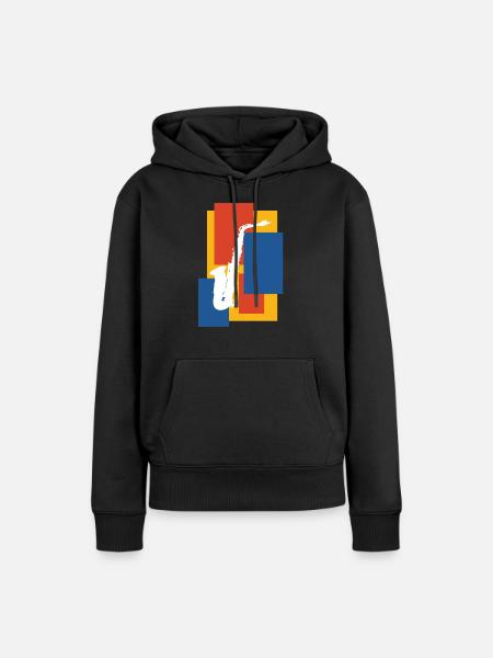 Saxophon - Frauen Premium Bio Hoodie - Schwarz