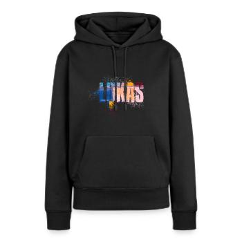 Lukas - Frauen Premium Bio Hoodie - Schwarz - Vorne - Julia (174cm)