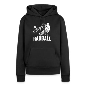 Radball Shirt weiss Hallenradsport - Frauen Premium Bio Hoodie - Schwarz - Vorne - Julia (174cm)