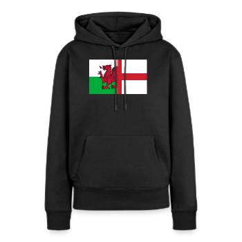 England und Wales englische walisische Flagge - Frauen Premium Bio Hoodie - Schwarz - Vorne - Julia (174cm)