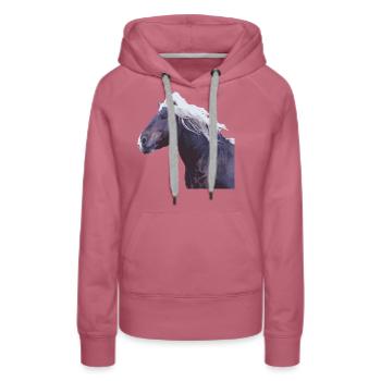 cheval sang froid crinière tête de cheval photo cadeau réel - Sweat à capuche Premium bio Femme - mauve - Devant - Isabella (175cm)