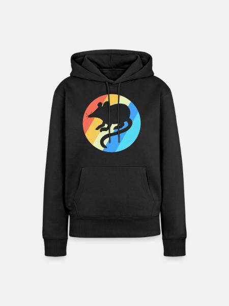 Maus Retro Haustier Geschenk - Frauen Premium Bio Hoodie - Schwarz