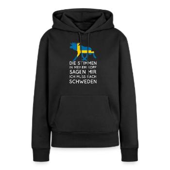 Je dois aller en Suède - les voix dans la tête - Sweat à capuche Premium bio Femme - noir - Devant - Julia (174cm)