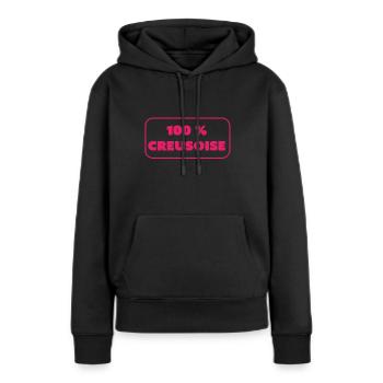 100% Creusoise! - Frauen Premium Bio Hoodie - Schwarz - Vorne - Julia (174cm)