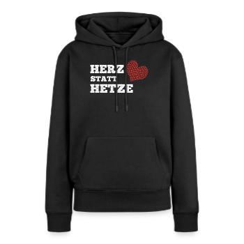 Herz statt Hetze gegen Nazis Geschenk - Frauen Premium Bio Hoodie - Schwarz - Vorne - Julia (174cm)