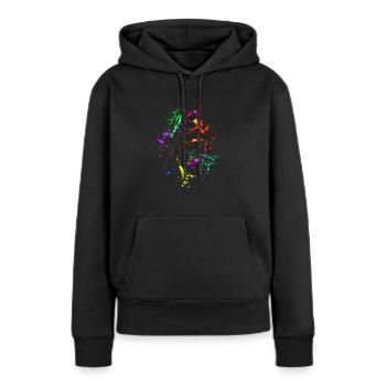 Farbkleckse - Frauen Premium Bio Hoodie - Schwarz - Vorne - Julia (174cm)