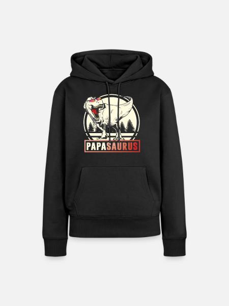 PAPASAURUS - Frauen Premium Bio Hoodie - Schwarz