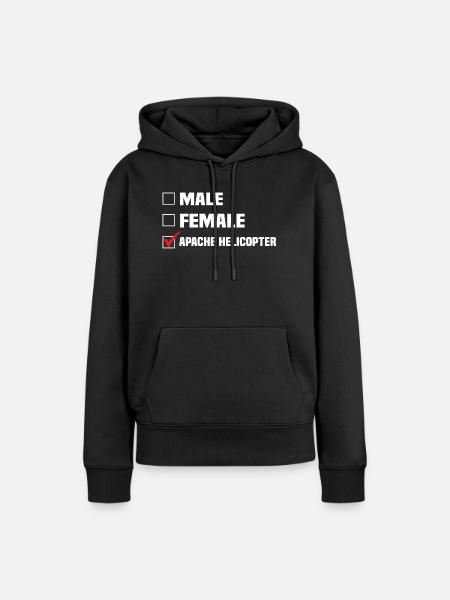 MALE FEMALE APACHE HELICOPTER - Frauen Premium Bio Hoodie - Schwarz
