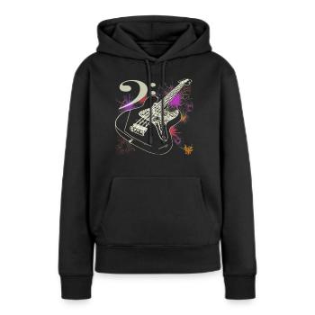 Bass Gitarre Mit Bass Notenschluessel - Frauen Premium Bio Hoodie - Schwarz - Vorne - Julia (174cm)