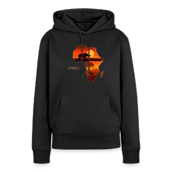Afrique - Sweat à capuche Premium bio Femme - noir - Devant - Julia (174cm)