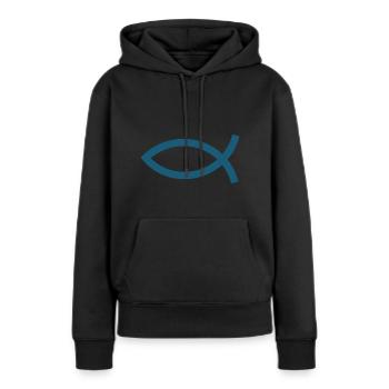 Jésus poisson Ichthys poisson poisson poisson - Sweat à capuche Premium bio Femme - noir - Devant - Julia (174cm)