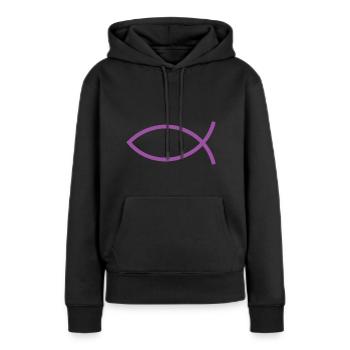 Jésus poisson Ichthys poisson poisson poisson - Sweat à capuche Premium bio Femme - noir - Devant - Julia (174cm)